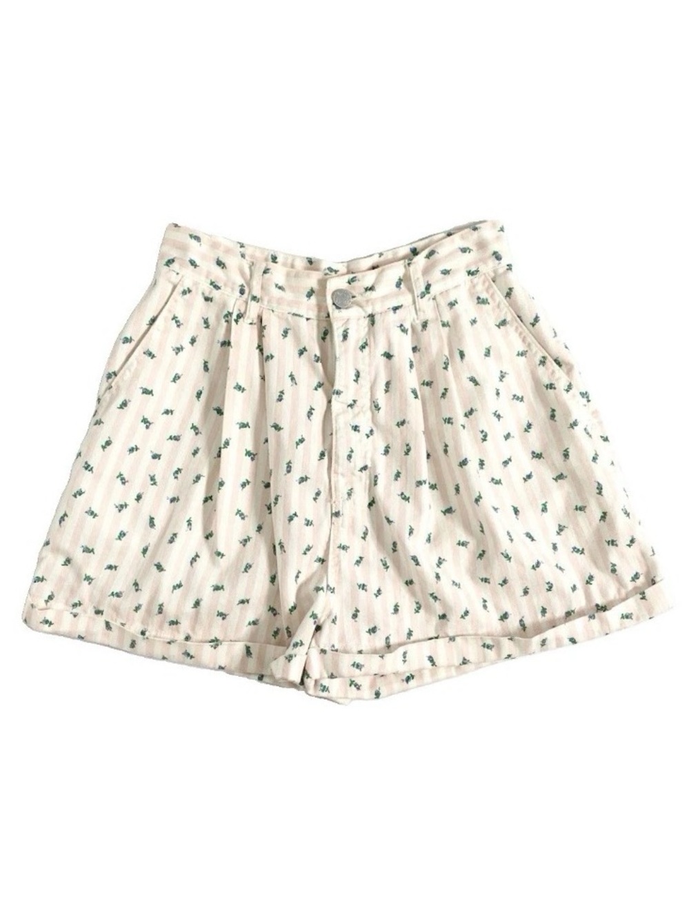Bongo by Gene Montesano | 90s VINTAGE Floral/Stripe Coquette High-Rise Shorts